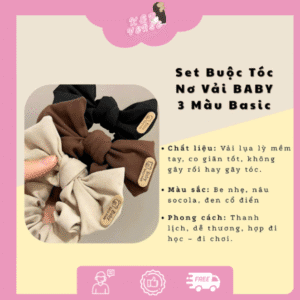 Kẹp Verse - Set 3 Buộc Tóc Nơ Vải BABY - Tông Trầm Basic