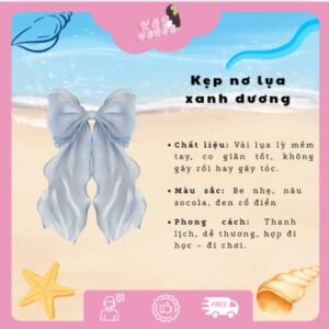 Kẹp Verse - Kẹp nơ lụa xanh dương
